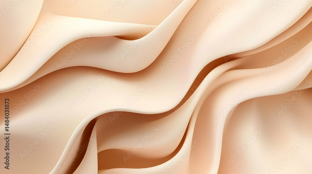 Poster ethereal fabric waves: a fluid and harmonious display of light peach tones