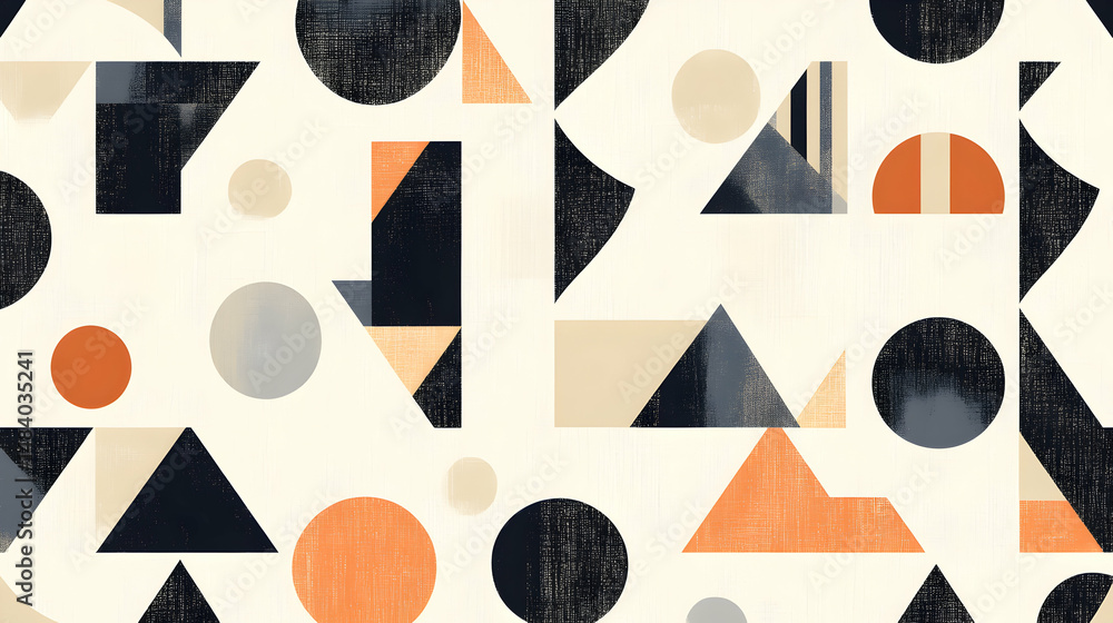 Poster harmonious arrangement of abstract geometric shapes in a seamless decorative pattern