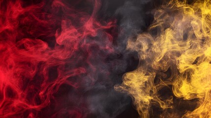 Abstract Red Gold Smoke Clouds Swirling Background