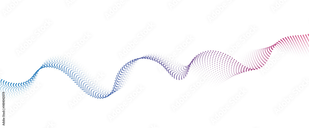 Poster flowing dot wave halftone gradient pattern on transparent background