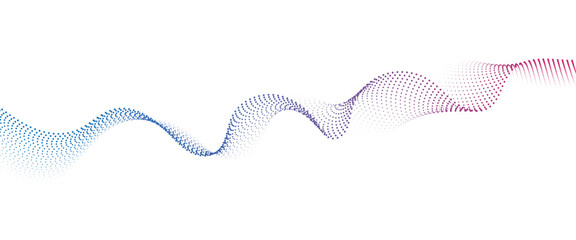 Flowing Dot Wave halftone gradient pattern on transparent background	
