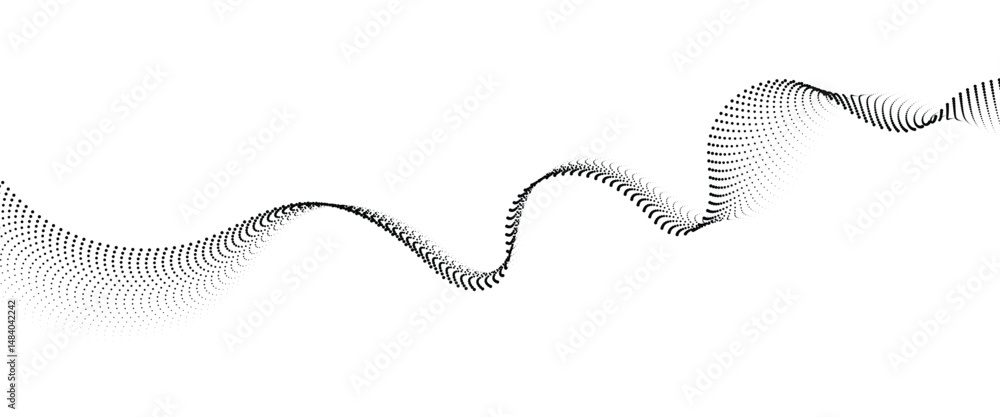 Leinwandbilder flowing dot wave halftone gradient pattern on transparent background