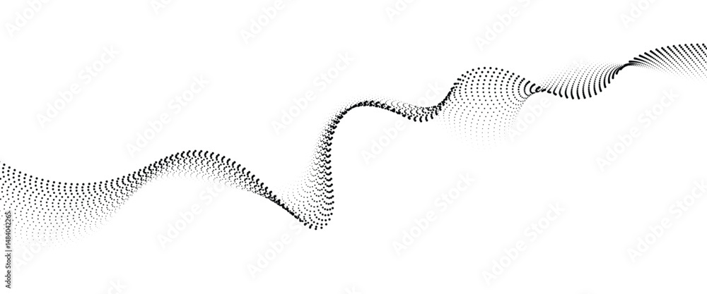 Poster flowing dot wave halftone gradient pattern on transparent background