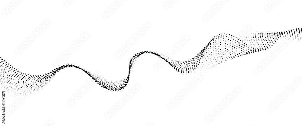 Leinwandbilder Flowing Dot Wave halftone gradient pattern on transparent background	
