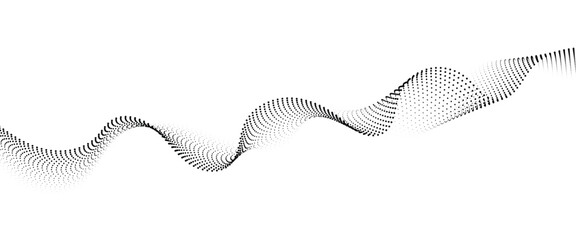 Flowing Dot Wave halftone gradient pattern on transparent background	
