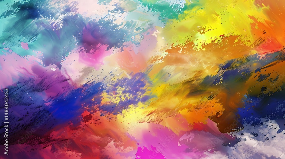 Poster vibrant abstract explosion of colors showing brushstroke texture and gradient