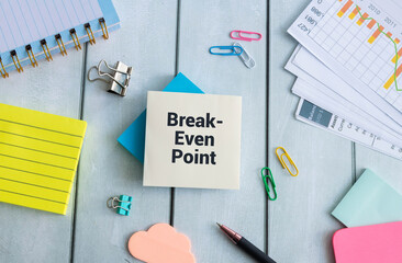 White Background - Black Word on a white background - Break Even Point.