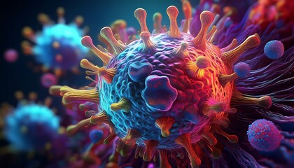 Obraz premium Mikroskopische Virus 3D-Rendering-Illustration