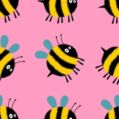 Kids seamless bee pattern for fabrics and packaging and gifts and cards and linens and wrapping paper