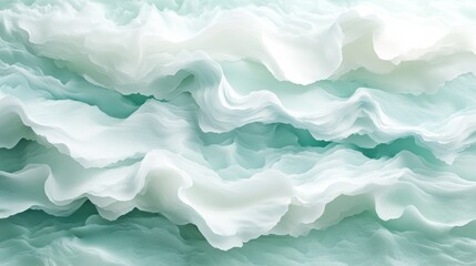 Soft light teal and white abstract texture waves flowing background creates calm and serene atmosphere fresh style