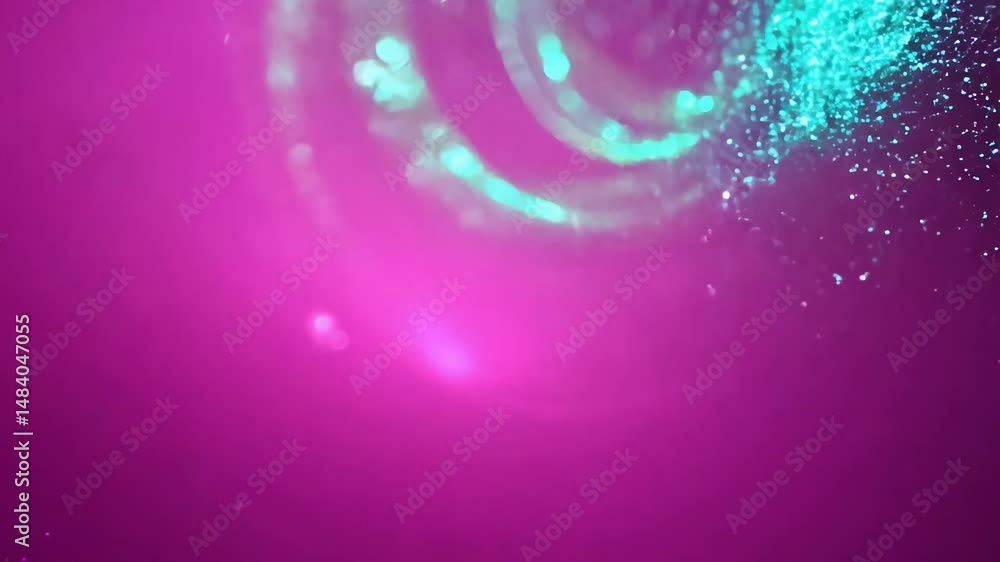 Poster a 360-degree rotating video with high key color gel lighting features a radiant magenta background w