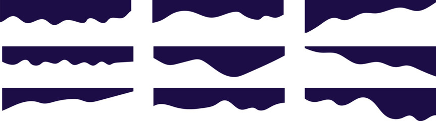 Border shape for website design. Abstract curve top headline. Set of Template Dividers Shapes for Website. Curve Lines, Drops, Wave Collection of Design Element for Top, Bottom Page Web Site. 