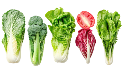 Assortment of fresh raw vegetables isolated on transparent background