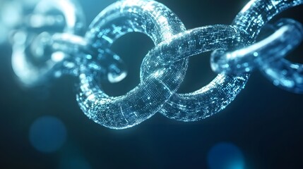 Abstract digital chain design with glowing links.