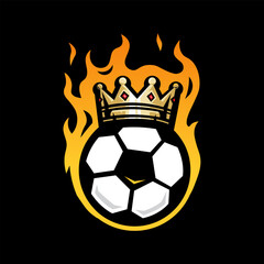Soccer Ball with crown on fire