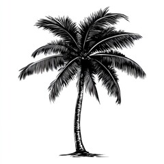 Palm tree vector black and white illustration