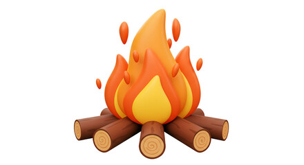 3D Cartoon Festa Junina Bonfire – Transparent Background
