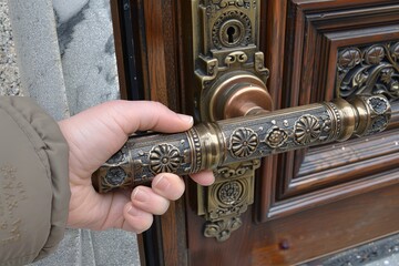 Elegant brass door handle  a durable and timeless design for interior and exterior doors
