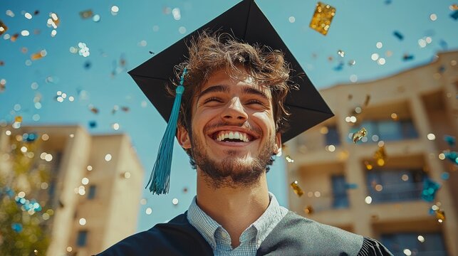 Graduation celebration university campus photo bright environment joyful viewpoint education concept