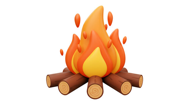 3D Cartoon Festa Junina Bonfire – Transparent Background