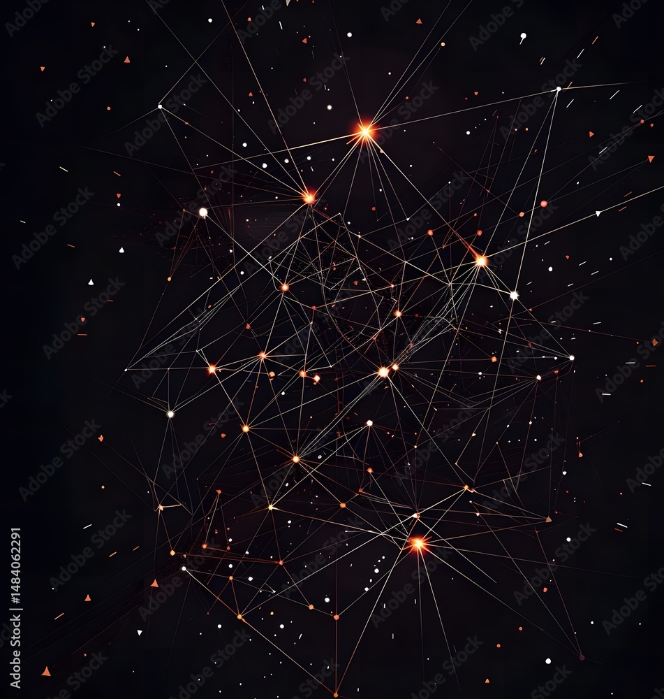 Poster an abstract image showing a complex digital network of glowing connections.