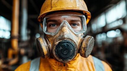 Fototapeta premium Industrial worker in protective gear