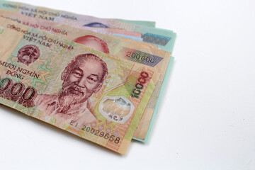Vietnamese dong banknotes. Money concept