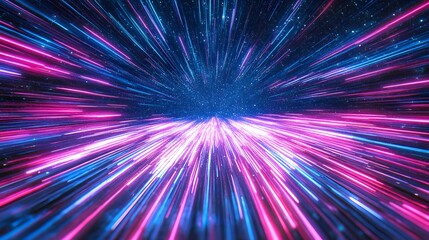 Fototapeta premium Vibrant, futuristic space tunnel with neon streaks.