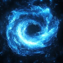 The phenomenon of blue cosmic energy vortices in dark space, cosmic energy portal visualization.