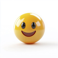 A yellow smiley face with a black nose and eyes. The eyes are open and the mouth is wide