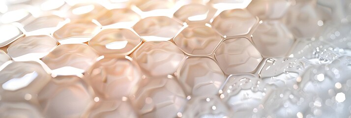 A textured surface with glossy octagonal shapes in white and cream, giving a luminous, luxurious effect.