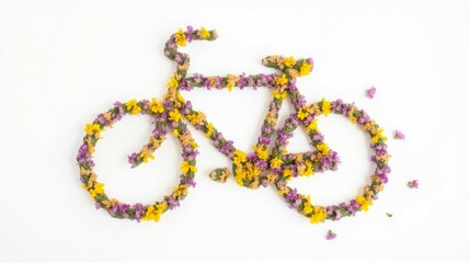Obraz premium Colorful bicycle silhouette with wildflowers studio setup art composition