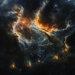 Fototapeta premium Cosmic swirls of gas and dust illuminate the dark expanse, studded with brilliant stars