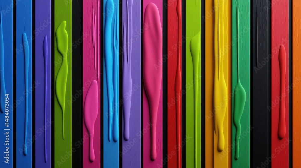 Poster Abstract stripes in colorful vertical flow with smooth transitions, great for dynamic design use