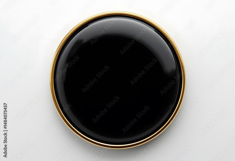 Aufkleber Sleek Black And Gold Object. A Glossy Round Element With Elegant Edge. Simple Design. Modern Decoration. Studio Shot. Perfect For Backgrounds. Visual Appeal. Refined Taste. Great Detail.
