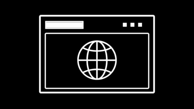Glowing internet  web service icon. isolated on black background. 4k video motion graphic animation