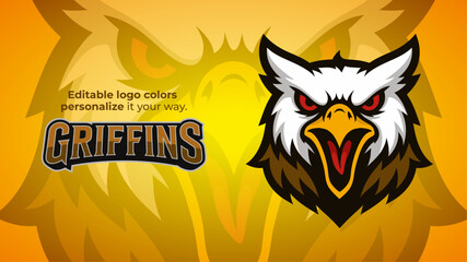 Griffin Mascot Logo Vector – Fierce Mythical Eagle Lion Head Design for Sport and E-Sport Gaming Teams
