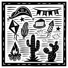 Elementos de Festa Junina em Estilo Cordel