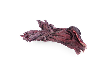 Hibiscus tea. Dried roselle calyx isolated on white