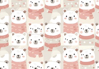 Cozy Polar Bears: Pastel Winter Pattern
