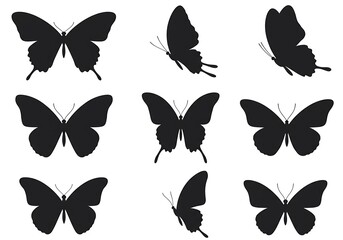 Elegant Black Butterfly Silhouettes: A Vector Collection