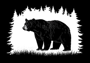 Black Bear Majesty: Monochrome Forest Portrait