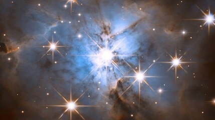 Celestial expanse filled with radiant stars and swirling cosmic dust and gas clouds