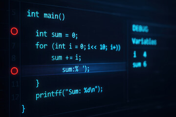 Computer engineering code programming software development debugging variables loop integer sum calculation logic