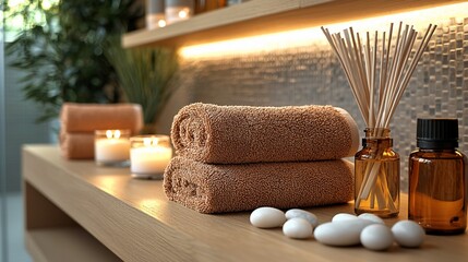 Spa towels, candles, and aromatherapy
