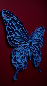 Sapphire Butterfly: Layered 3D Art