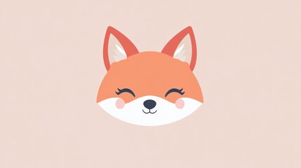 Fototapeta premium Delightful Cartoon Fox Face Illustration on a Soft Peach Background