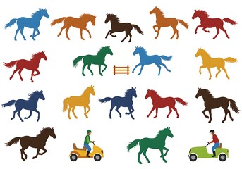 Obraz premium Vibrant Horse Silhouettes: Colorful Galloping Collection