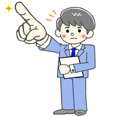 上を指差して決意するビジネスマン