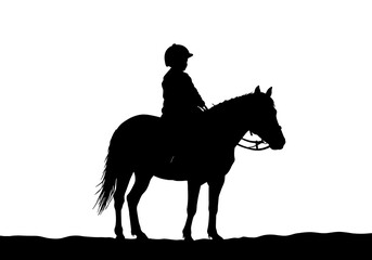 Naklejka premium Silhouette: Child & Pony, Equestrian Bond